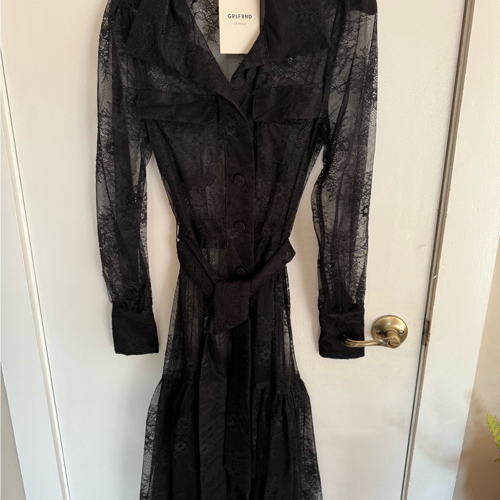 GRLFRND Sheer Black Lace Long Sleeve Dress